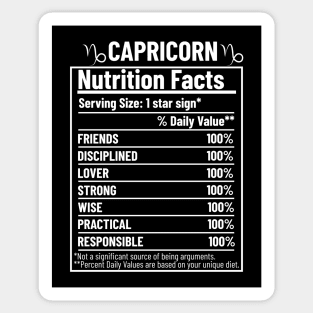 Capricorn Nutrition Facts Label Sticker